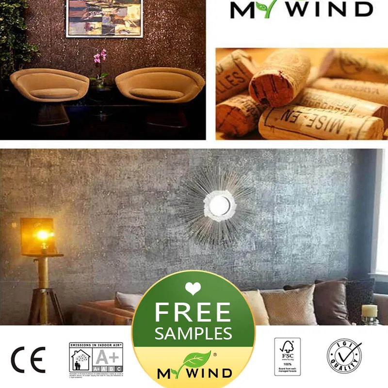 

Free sample 20x10cm MY WIND Cork Wallpapers Luxury 100% Real Natural Material Safety Innocuity 3d Wallpaper In Roll Home Decor