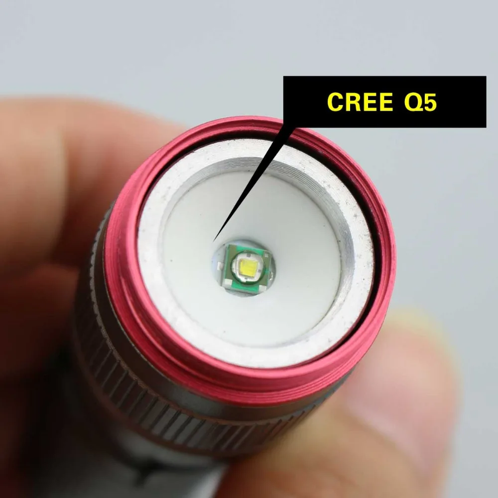 Светильник мини фонарик CREE Q5 светодиодный серого цвета карманный фонарь 3 режима