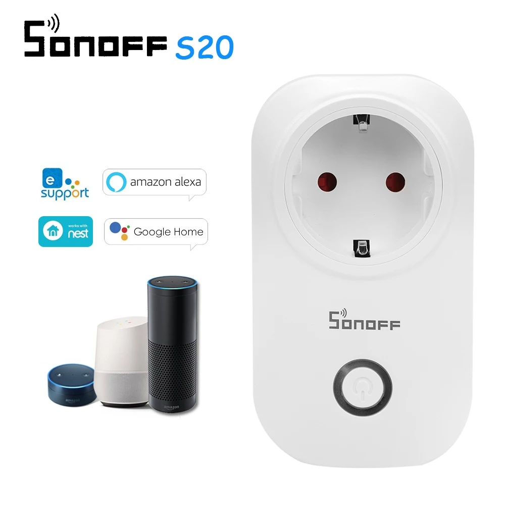 

Sonoff S20 EU UK US AU Plug Wifi Power Socket Switch Wireless APP Remote Socket Outlet Timing Switch Smart Home for Alexa Google