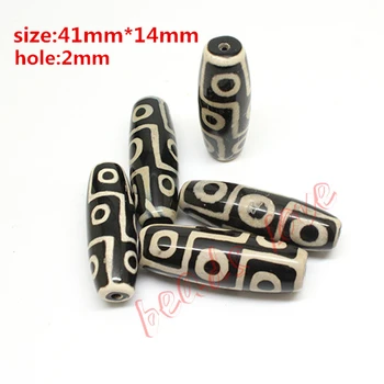 

Hot!!! 40mmx15mm Prayer Mala black Tibetan Mystical Dzi 9 Eyes Beads 2pcs/lot Free Shipping(w03452)