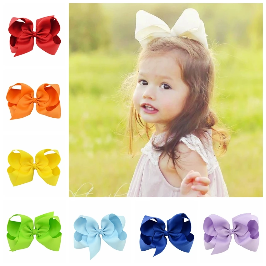 

15pcs/lot 6 Inch Large Kids Baby Girl Grosgrain Ribbon Bow Clips DIY Headdress Children Hair Accessories 588