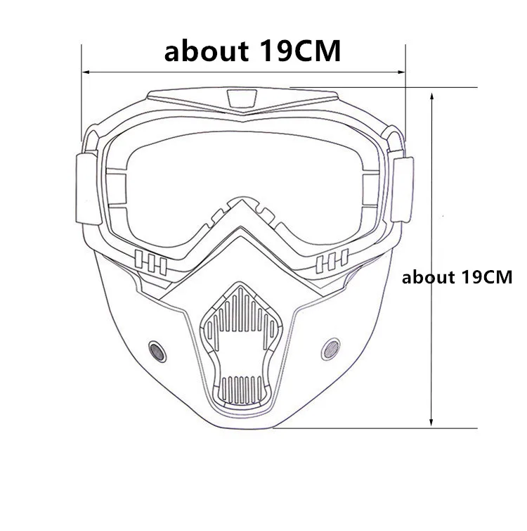 Горячая Распродажа, съемная модульная маска, очки с фильтром для рта, подходят для винтажного мотоциклетного шлема, Moto Casco, очки, маска для лица
