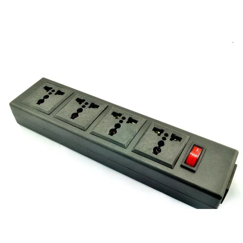 PDU Мощность полосы 4-выход универсальный разъем с защитой от перегрузки, выключатель, розетки расширить - Цвет: Black