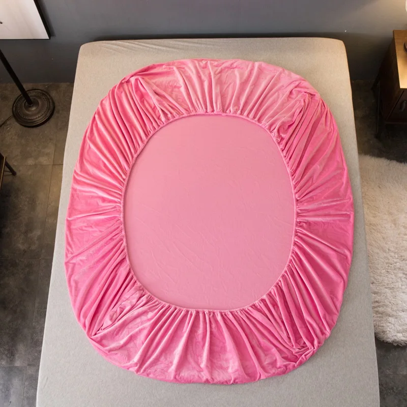 

Home Textile Autumn winter burst Single Product pink Crystal Velvet Fitted Sheet 1pc Keep warm kid/adult bedding twin full queen