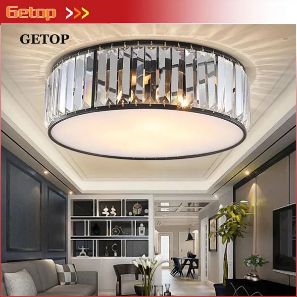 

American Round K9 Crystal Ceiling Lamps European Crystal Lighting Vintage Mediterranean Restaurant Bedroom Lighting LED Lamp