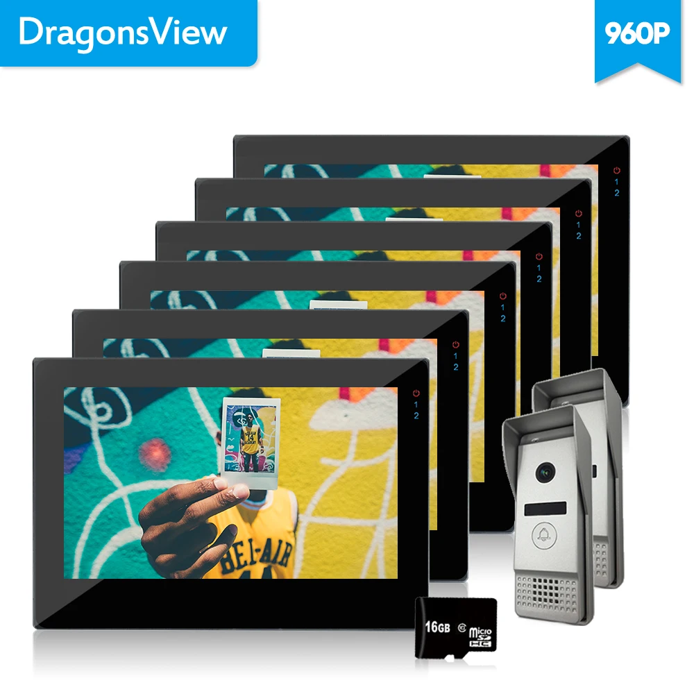 Видеодомофон Dragonsview с 7 дюймовым сенсорным экраном и камерой видеонаблюдения 960