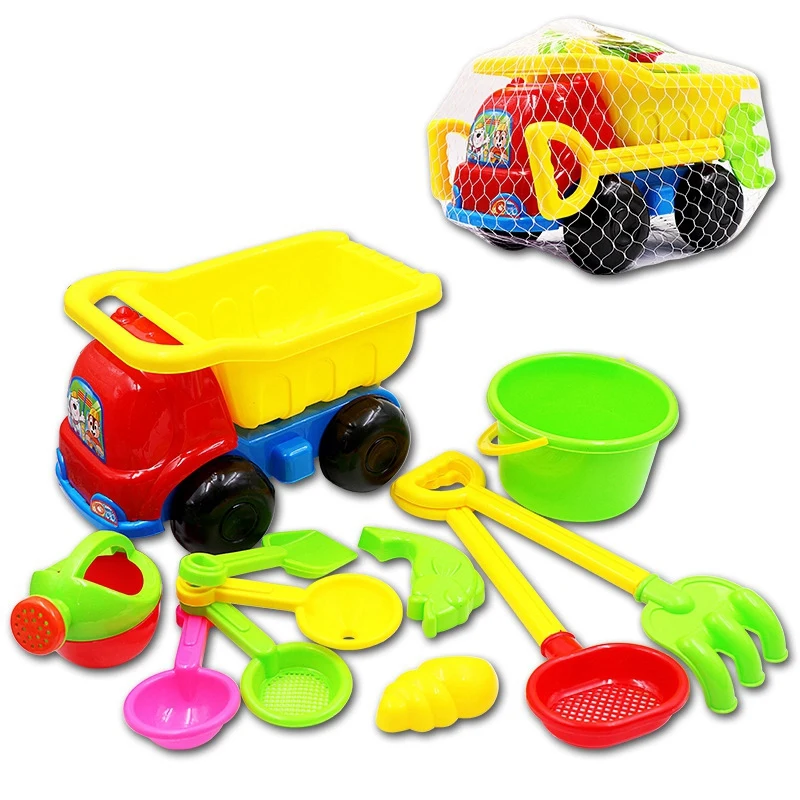 Детский пляжный игрушечный автомобиль 11 шт. комплект Детские лопатка для песка копания песок воронка душ Лето воды игрушка