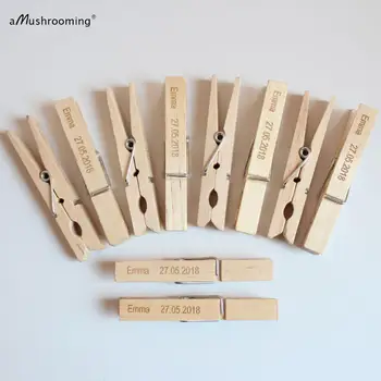 

Engraved Wood Clothespins Customized Wedding Birthday Favors Place Card Holders Name Card Clips Photographs Artwork To-Do List