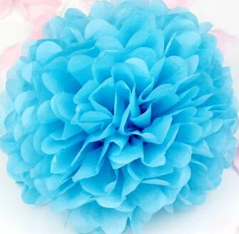 1 шт. 8 дюймов(20 см) помпон тканевая бумага помпон цветок целующиеся шары украшение для дома праздничные Вечерние Декорации Свадебные сувениры мяч - Цвет: Небесно-голубой