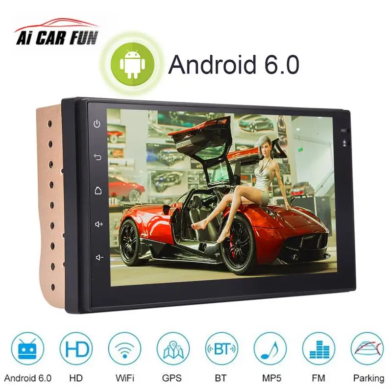 

7 Inch Smart Android 6.0 System 2Din Car Stereo AM FM Radio WIFI Bluetooth Call Multimedia Player GPS Navigator Car Accessories