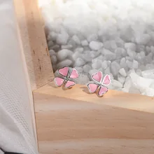 Lidavi, День Святого Валентина, 925 пробы, серебряная эмаль, счастливый клевер, сердце, серьги-гвоздики для женщин, девушек, модное ювелирное изделие VES6210