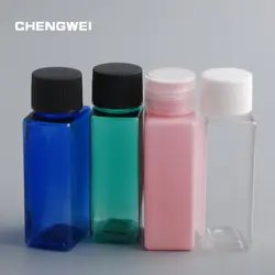 Chengwei 30 мл ПЭТ Пустой Пластик квадратный бутылки с винтовой Кепки сущность масло contaiers крем-лосьон для упаковки Бутылочки 20 шт