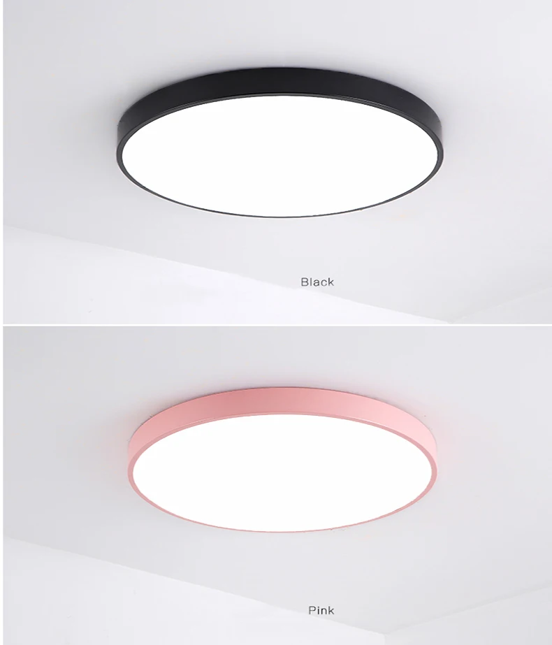 Ультра-тонкий практические светодиодный Потолочные светильники Железный квадратный круглые потолочные светильники для Освещение в помещении