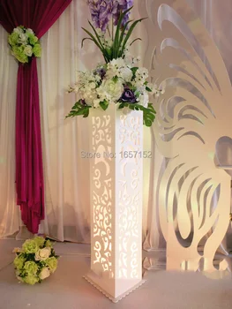 

Wedding carved pillar wedding stand with LED light double heart -shaped road lead carved hollow Wedding stage decoration