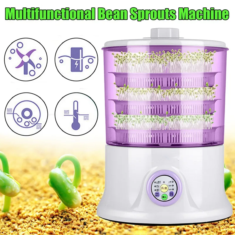 Warmtoo 1Pcs 1.5L 220v Automatic Bean Sprouts Machine Multifunctional Homemade Sprout Double Layer Kitchen Food Processors