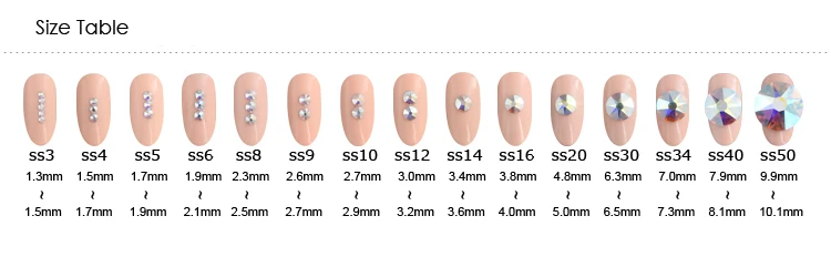 Good Quality ss3-ss50 Crystal Clear Flat Back Glue On Crystal Stones / Non Hotfix Rhinestones for Nail Art