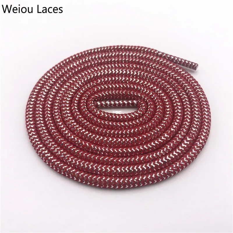 Weiou блестящие волнистые золотистые, серебристые, металлические шнурки, круглые шнурки для обуви, черные, белые, Ropelace, блестящие женские шнурки для тренировок - Цвет: 636	Silver-Red