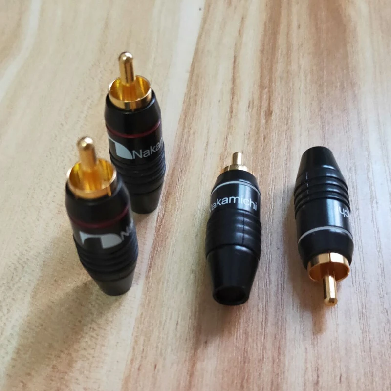 Hifi латунный 8 шт. HIFI RCA Штекерный аудиокабель паяльный Позолоченный разъем черный