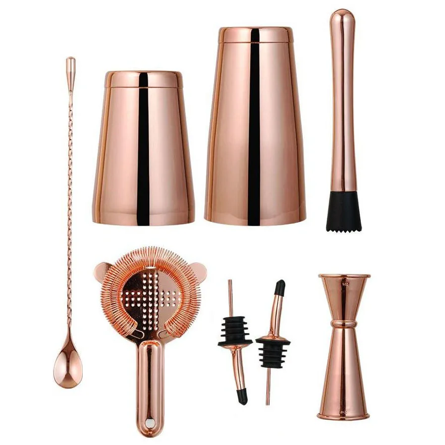 

Cocktailshaker 28 OZ 304 Stainless Steel Copper Boston Shaker Set for bartender kit of 8 pieces Free shipping