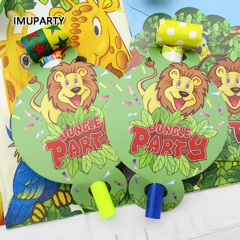 Jungle Party Disposable Plate Paper Straw Mask Tableware Set Lion