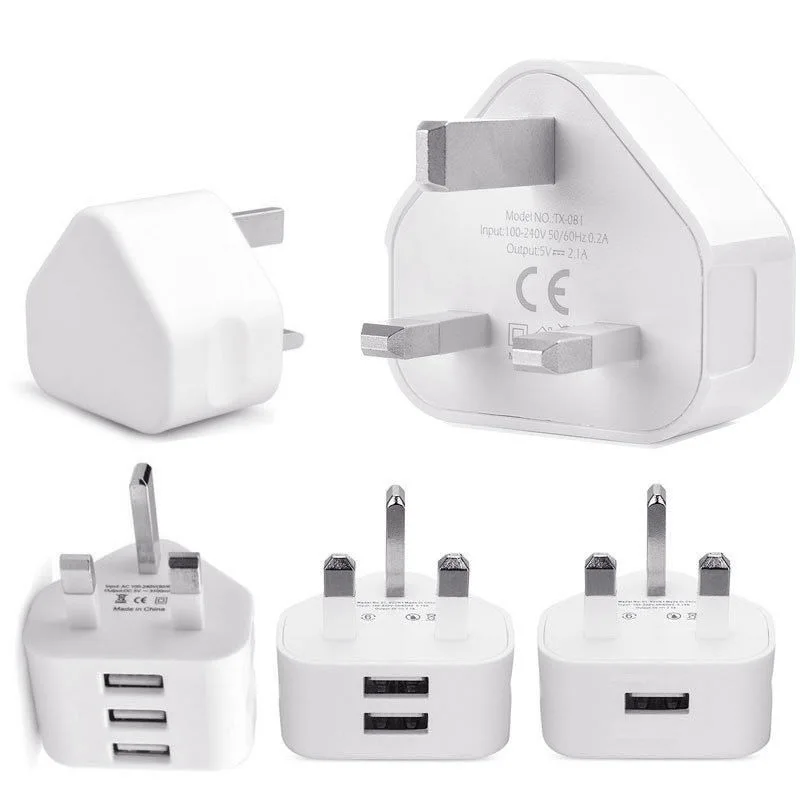 

Universal 1/2/3-Port USB UK Plug 3 Pin Wall Charger Adapter with 1/2/3 USB Ports Travel Charger Charging for Phone iPad UM