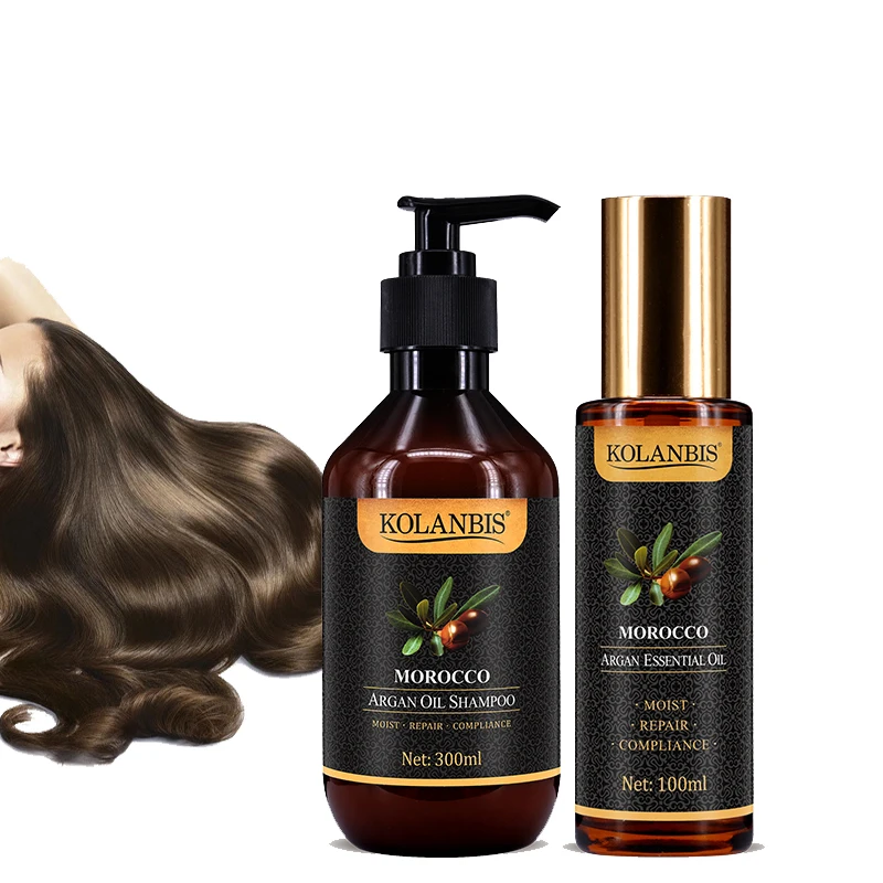 

Moroccan Argan Oil Hair Straighten Shampoo Damaged Repair Essential Oil Deep Nourish Moisture Frizz Kinky Hair 2pcs