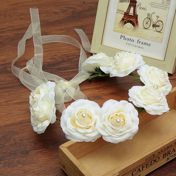 

Haimeikang Fashion New Boho Pearl Flower Hairband Women Vacation Bridal Flower Crown Wedding Headband Hair Accessories For Girls
