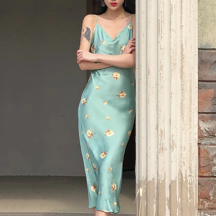 RUGOD Новое поступление цветочное сатиновое платье с принтом женское приталенное летнее платье с высокой талией повседневное женское платье