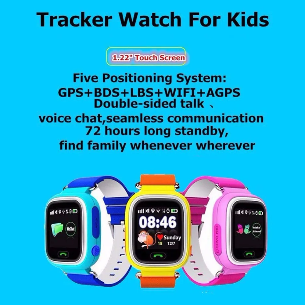  Nvpone Q90 GPS Smartwatch Touchscreen WIFI Wasserdichte Position Kinder Smart Armbanduhr Locator fü