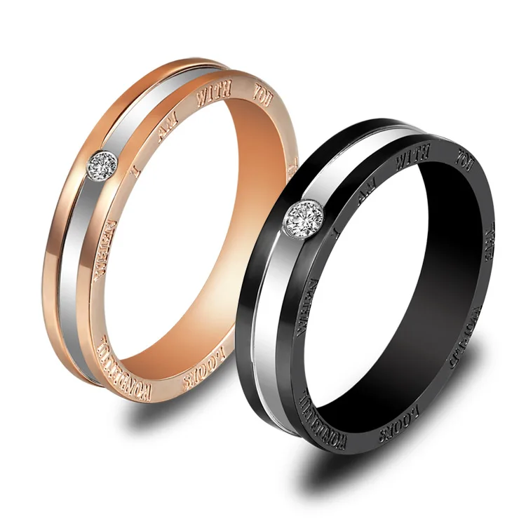 Classic Wedding Ring For Women Men Gold Color Stainless Steel Couple Ring For Engagement Jewelry