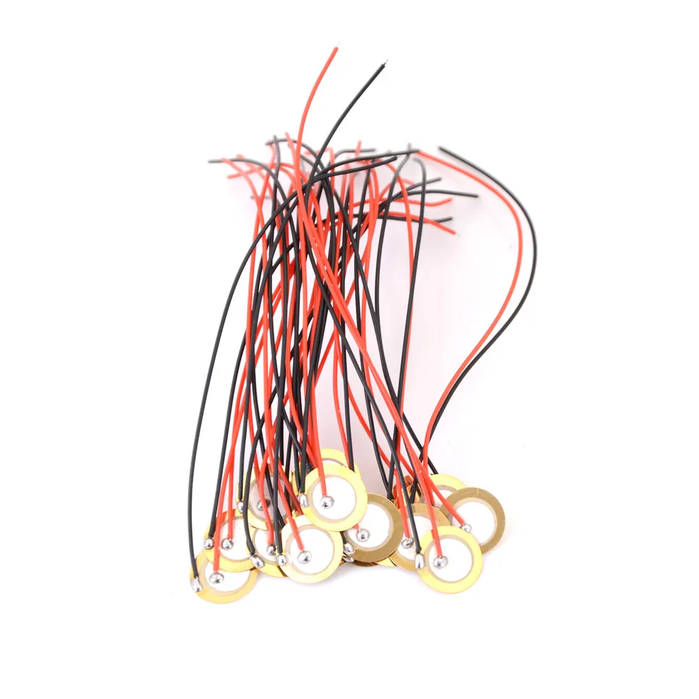 20 шт./лот 12 мм пьезо элементы эхолот сенсор триггер барабаны диск + провода медь пьезоэлектрический зуммер медь