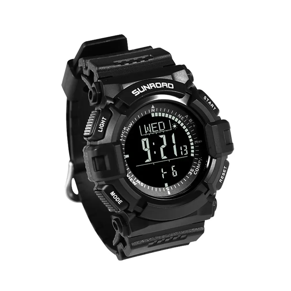 SUNROAD Men Black Outdoor Sport Digital Watches 5ATM Waterproof Backlit