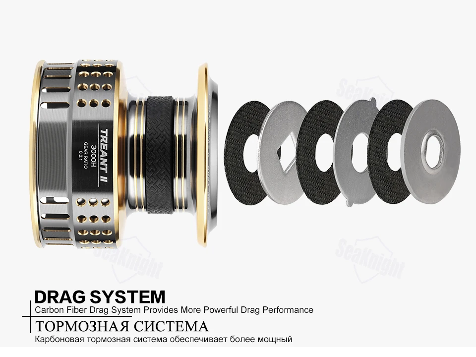 SeaKnight TREANT II 2000H 3000H 4000H обновленная спиннинговая катушка 11BB 6,2: 1 углеродное волокно Тянущее алюминиевое Колесо Катушки