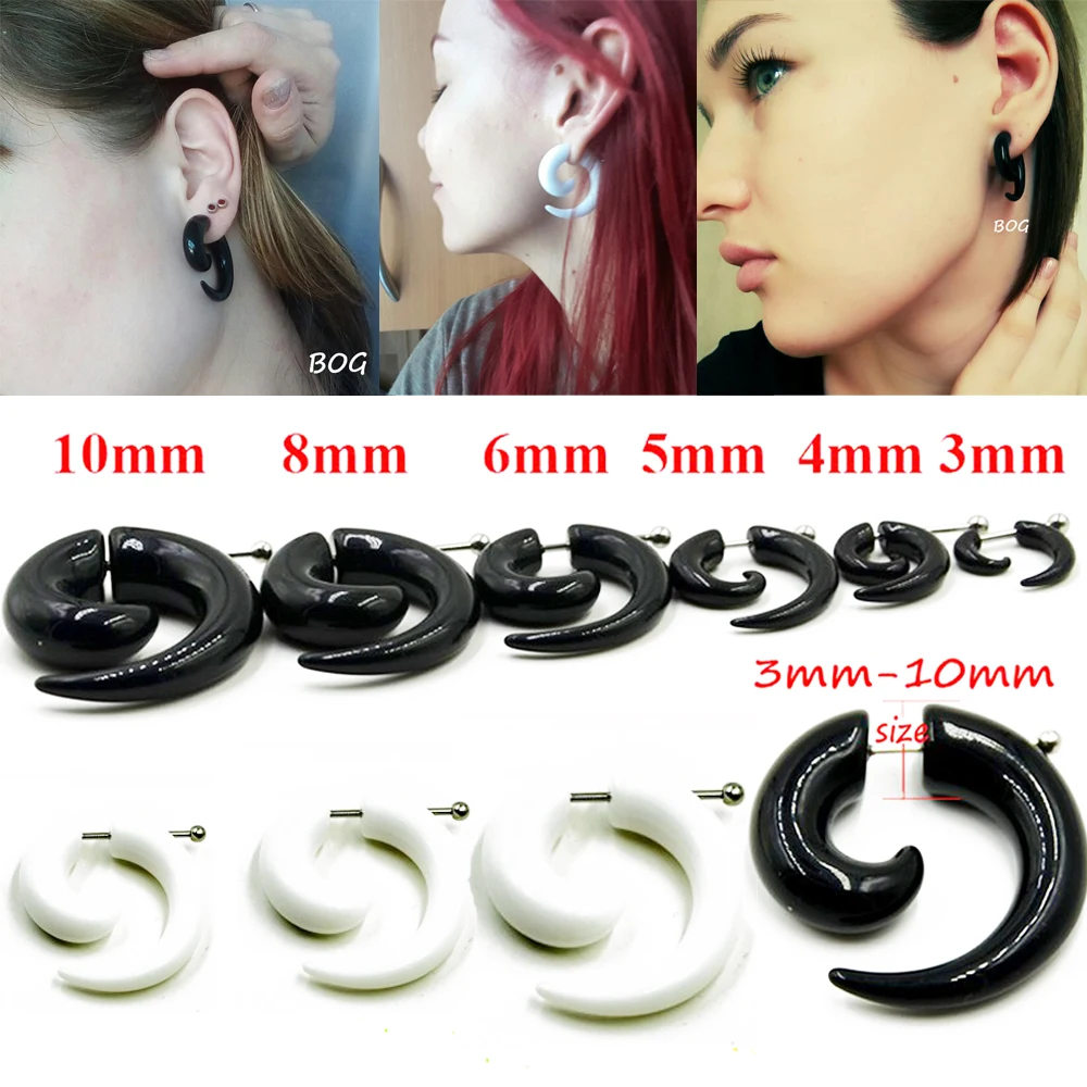 10pieces Acrylic Fake Cheater Spiral Ear Taper Stretcher Expanders