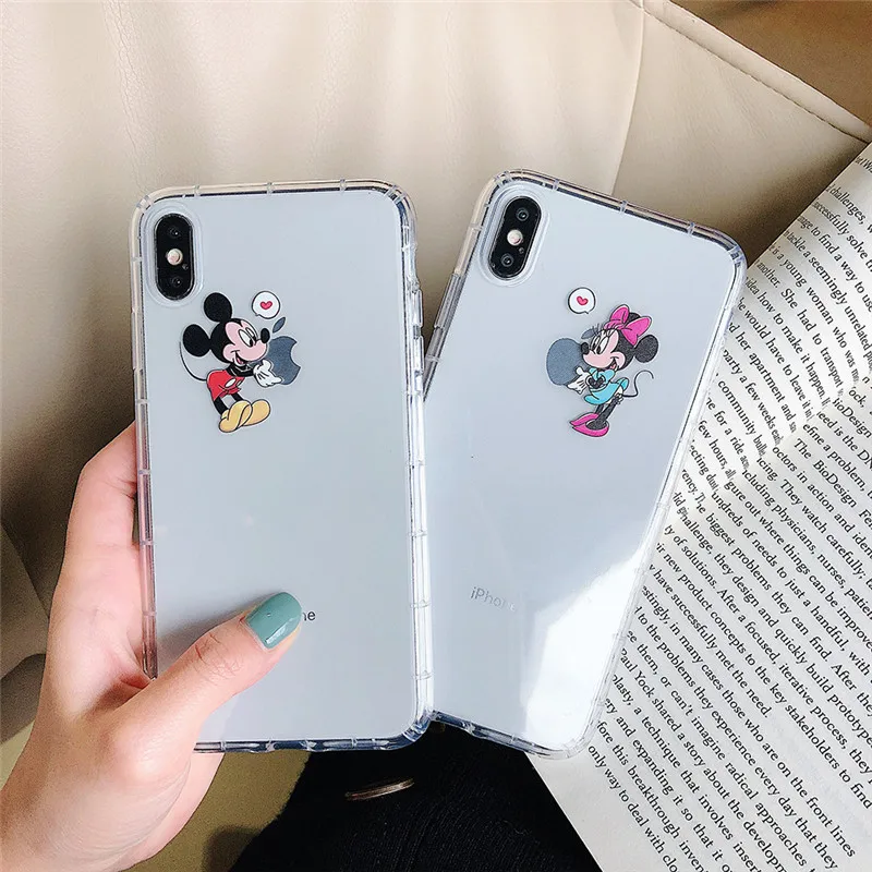 

Disneys Minnie Mickey Transparent Case For iPhone 8 8plus 7 7 Plus Phone Cases Clear For iphone 6 s 6s Plus X XR XS Max Cases