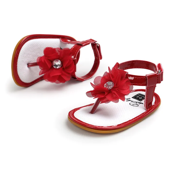 Летняя красная детская обувь с цветочным рисунком для маленьких девочек сандалии мягкая подошва infantil bebe обувь для маленьких девочек sol для 0~ м 18 м CX21A