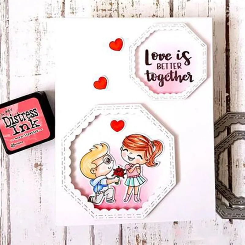 

YaMinSanNiO Valentine Dies Girl Clear Stamps and Dies Scrapbooking Wedding Metal Cutting Dies Die Cut for Card Making Craft