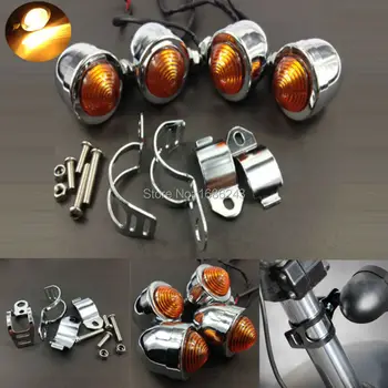 

Chrome Bullet Turn Signal light Relocation Fork Universal Motorcycle Goldwing Shadow Fits For harley chopper