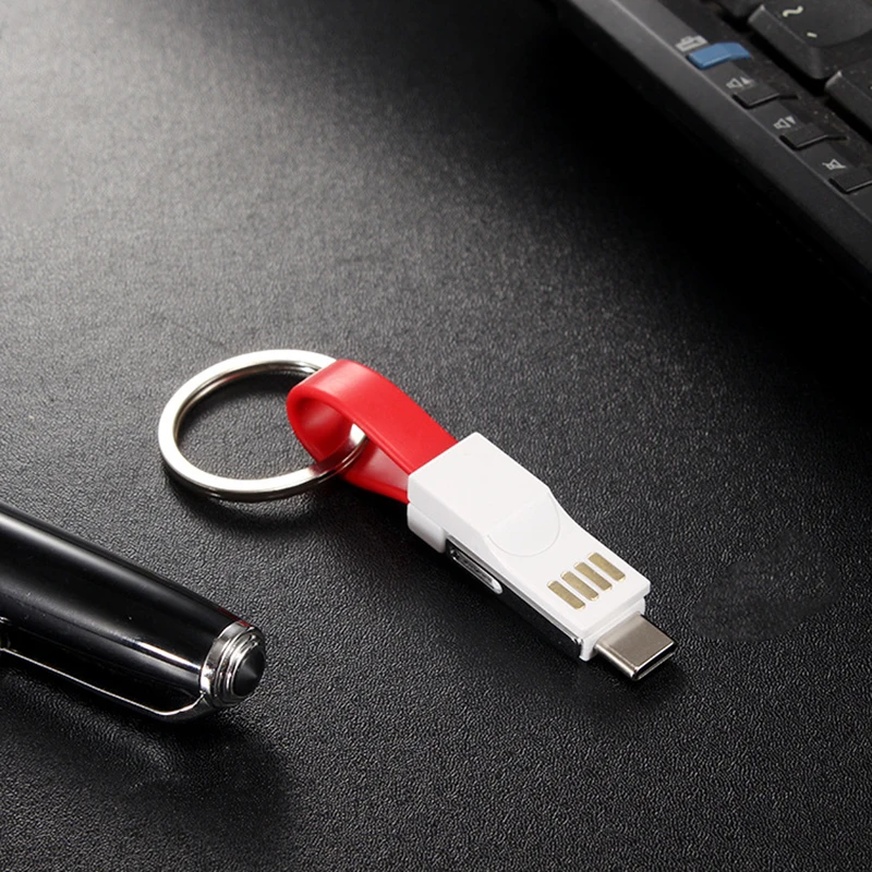 Thbelieve 3 USB ЕС Зарядное устройство с кабелями 5 В 1A Портативный заряд 3 в 1 небольшой брелок кабели для передачи данных iphone 7 6 плюс Тип C Micro