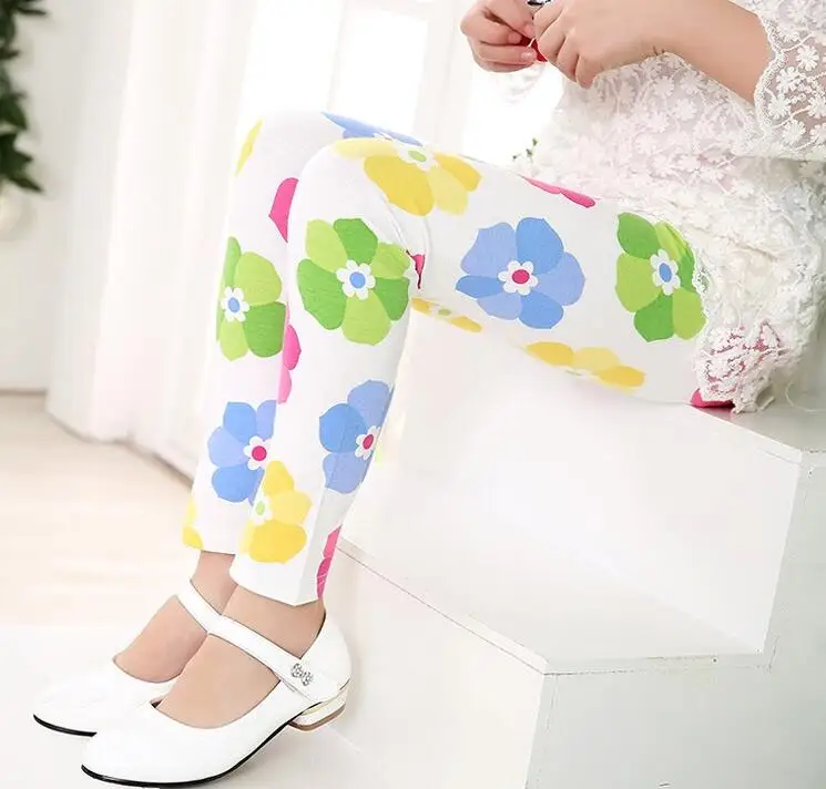 VEENIBEAR/модные весенне-летние штаны для девочек леггинсы для девочек с цветочным принтом детские штаны Одежда для девочек От 2 до 13 лет