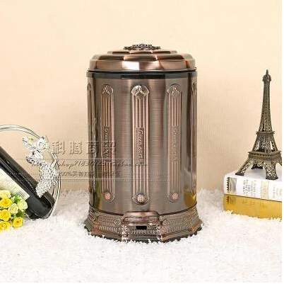 

European luxury metal trash can, office supplies home household articles metal trash bin waste bin ash-bin garbage bin LJT002
