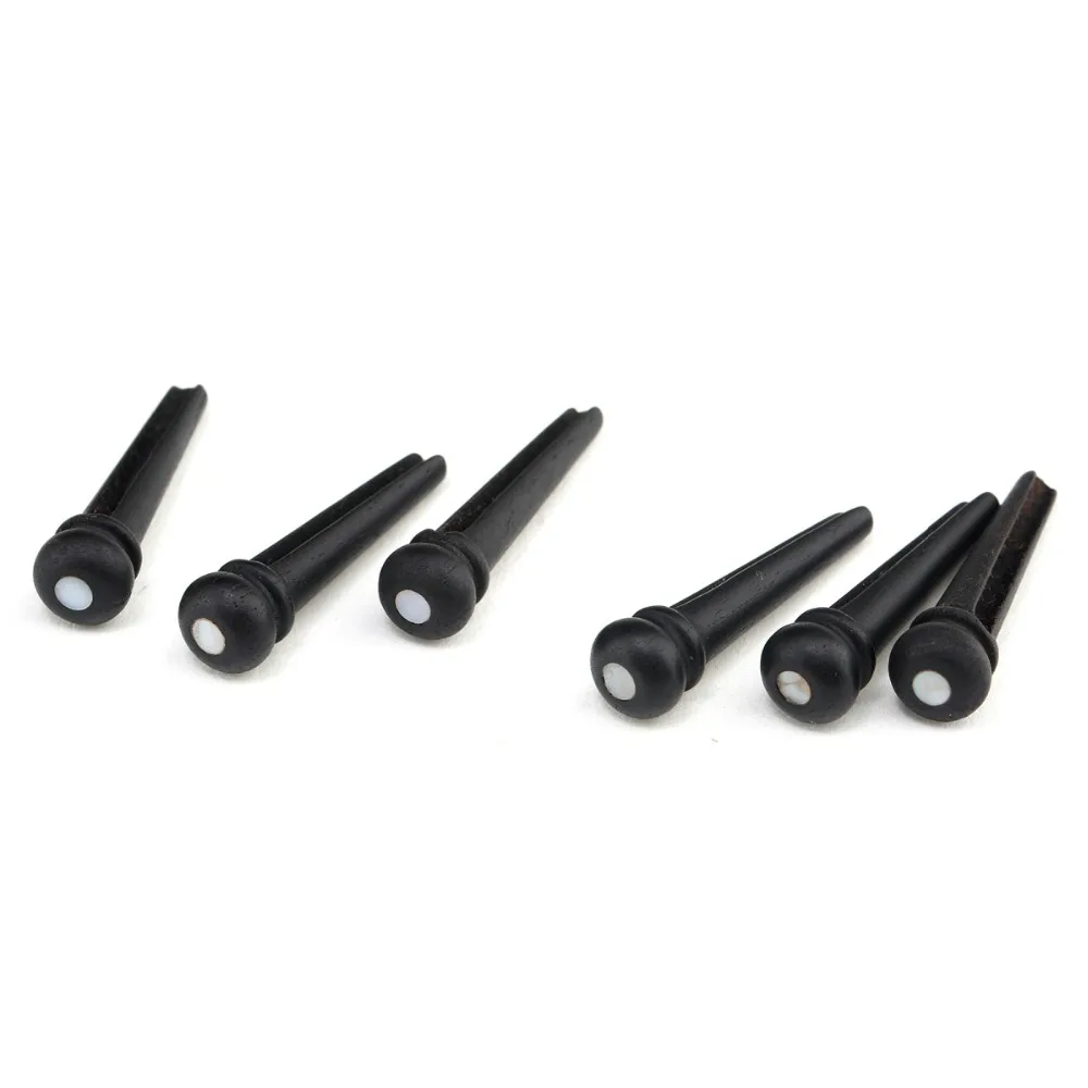 Musiclily Slotted Ebony Acoustic Guitar Bridge Pins, Black with 3mm