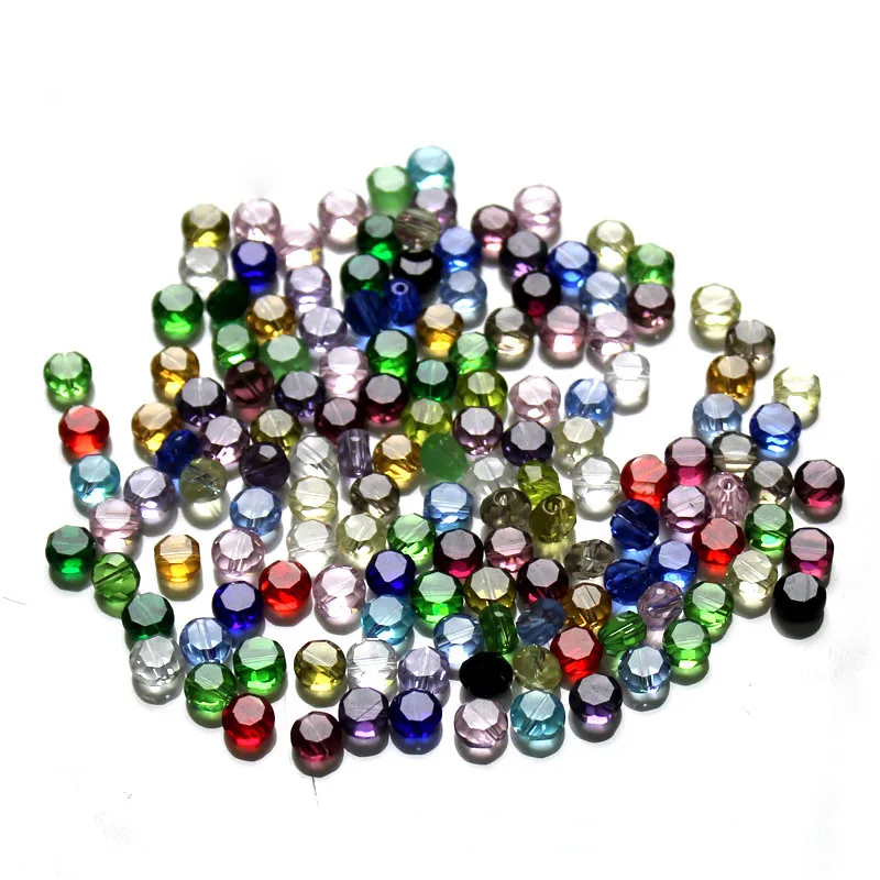 

100ps/bag 6mm DIY Handmade Glass Faceted Loose Button Shape Spacer Beads for fashion Jewelry Bracelet Necklace Making