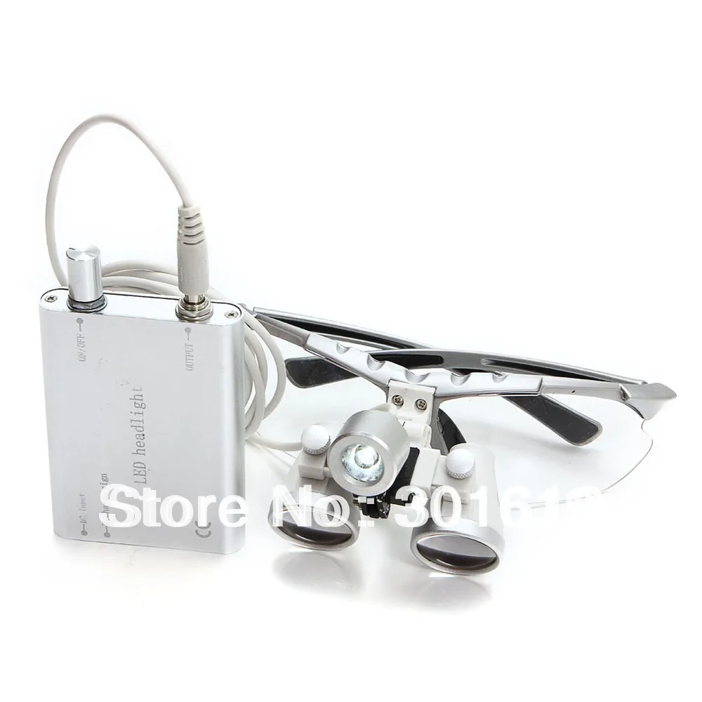 

2018 Hot Sale Silver 2.5X420 magnifier Dentist Dental Surgical Binocular Loupes Optical and Portable LED Head Light Lamp