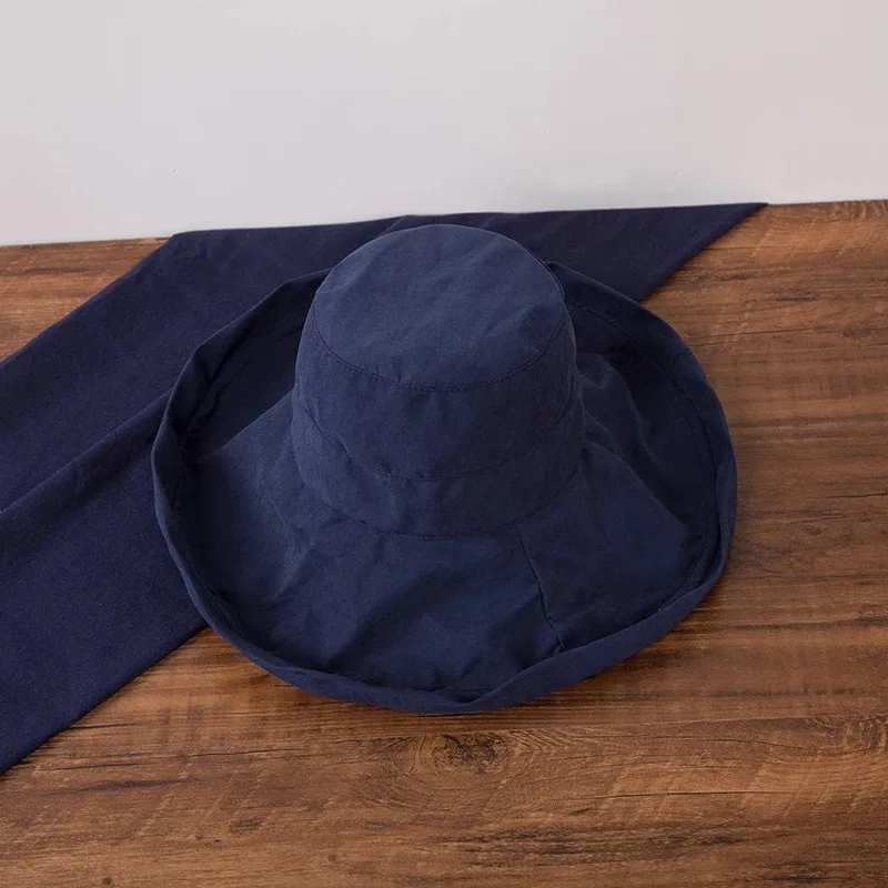 Bucket Hats Women Wide Brim Sunscreen Summer Solid Elegant Womens Fisherman Hat All-Match Leisure Trendy Retro Chic
