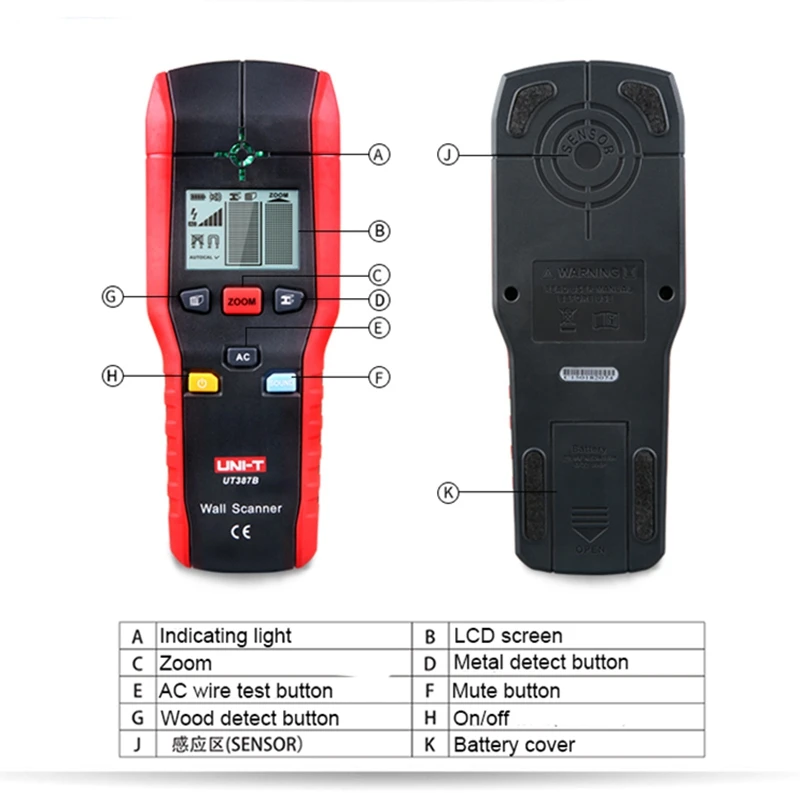LIXF Uni-T Ut387B профессиональный датчик для стены тестер дерево металл Ac кабель Электрический провод Finder сканер Точное обнаружение стен T