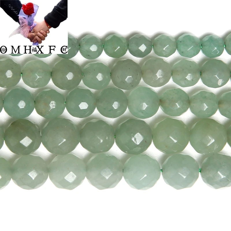 

OMH Wholesale 4 6 8 10 12 mm Free Shipping New Arrival Faceted Green Aventurine Beads 15 "Strand Pick Size Jewelry Making ZZ174