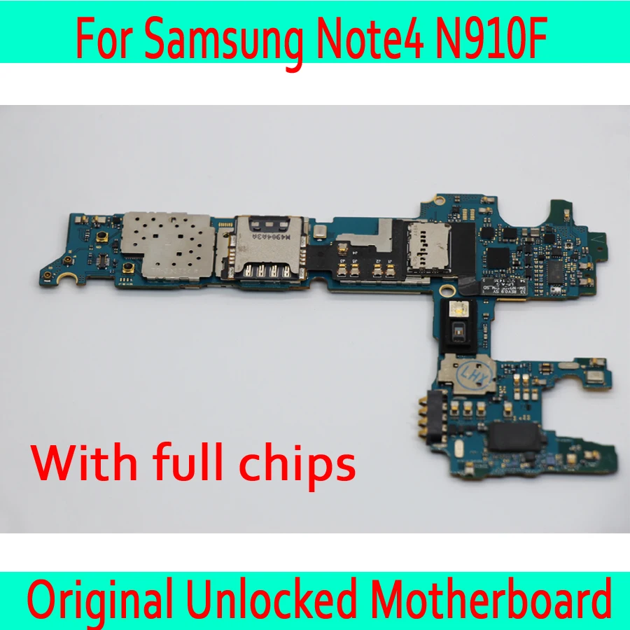  32GB for Samsung Galaxy Note 4 N910F Motherboard100% Original unlocked for Samsung Note 4 N910F Mai