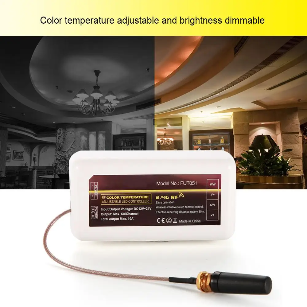 

2PCS DC12~24V LED Controller 2.4GHz LED Strip Controller Adjustable Temperature Color & Brightness LED Controller