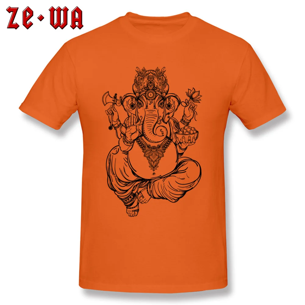 Discount 201897Yganesha elephant god Top T-shirts Summer Fall O Neck 100% Cotton Fabric Tees for Men Tops Shirts Family 201897Yganesha elephant god orange